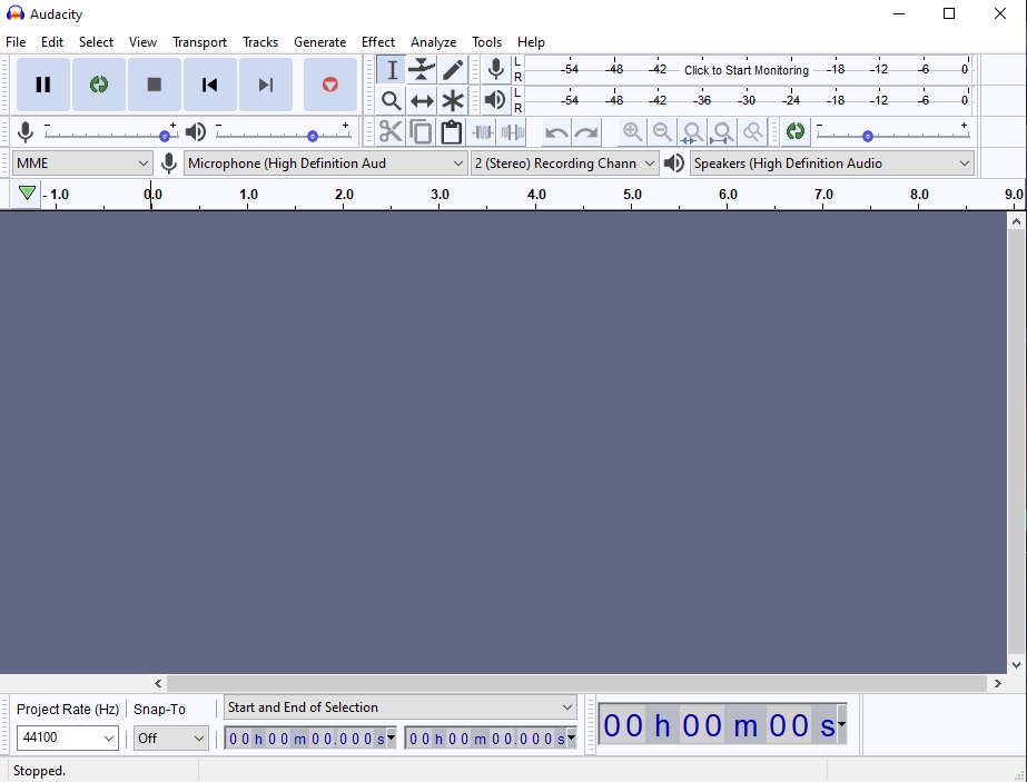 Tampilan Audacity