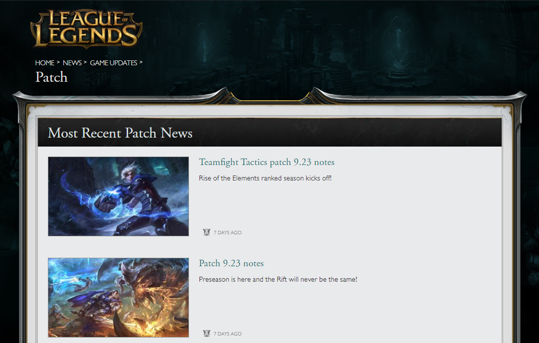 League of Legends Patch Notes